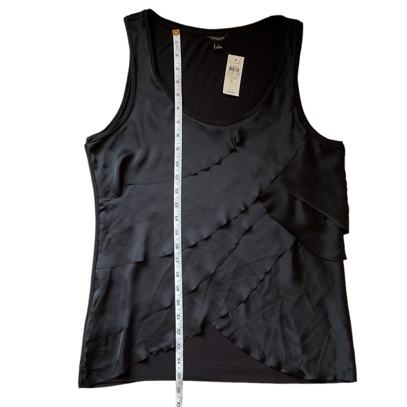Ann Taylor Black Tank with Flattering Ruffle Front, NWT, Size Large - Picture 10 of 10